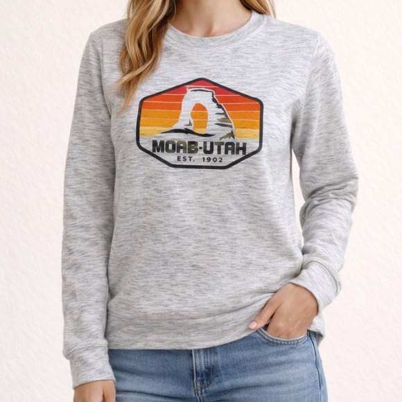 Tops - Gray Moab Utah Graphic Sweatshirt